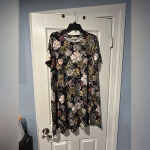 LOFT Floral Dress - Black, Pink, Green, White